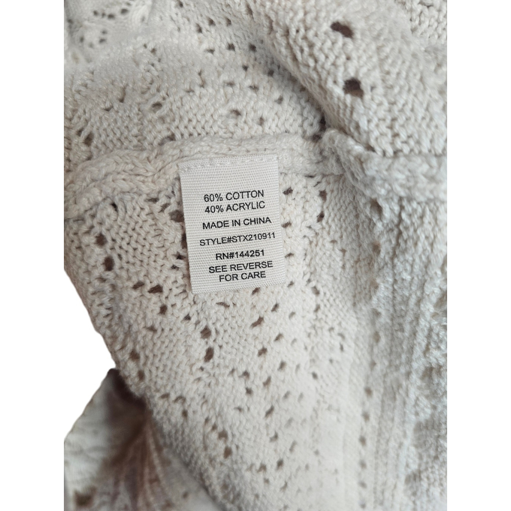 Jessica Simpson Boho Crochet Short Sleeve Cardigan Small Cottagecore Cream EUC - Picture 5 of 5